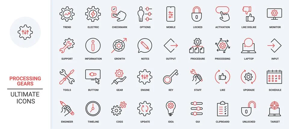 Gears for process and operation control, productivity and setup cog wheels line イラスト素材