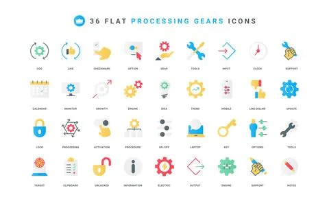 Gears of process and progress, control system panel setup, tech support color 스톡 일러스트