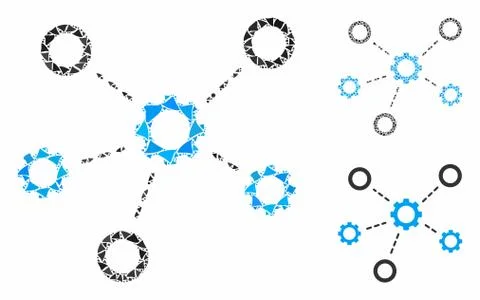 Gears relations Composition Icon of Inequal Elements Illustrazione stock