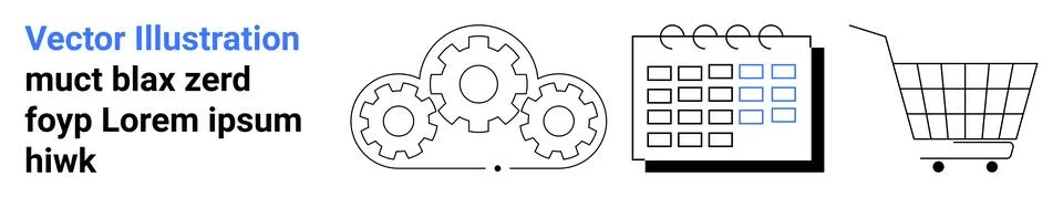 Gears representing process optimization, calendar showing scheduled tasks, sh Stock Illustration