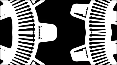 Gears rotate on a black background Stock Footage 285289232