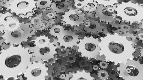 Gears rotate in different planes without clinging. Seamless loop. Stock Footage 126164232