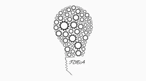 Gears rotate inside Bulb idea Mechanism seamless loopable creativity animation Stock Footage 58801089