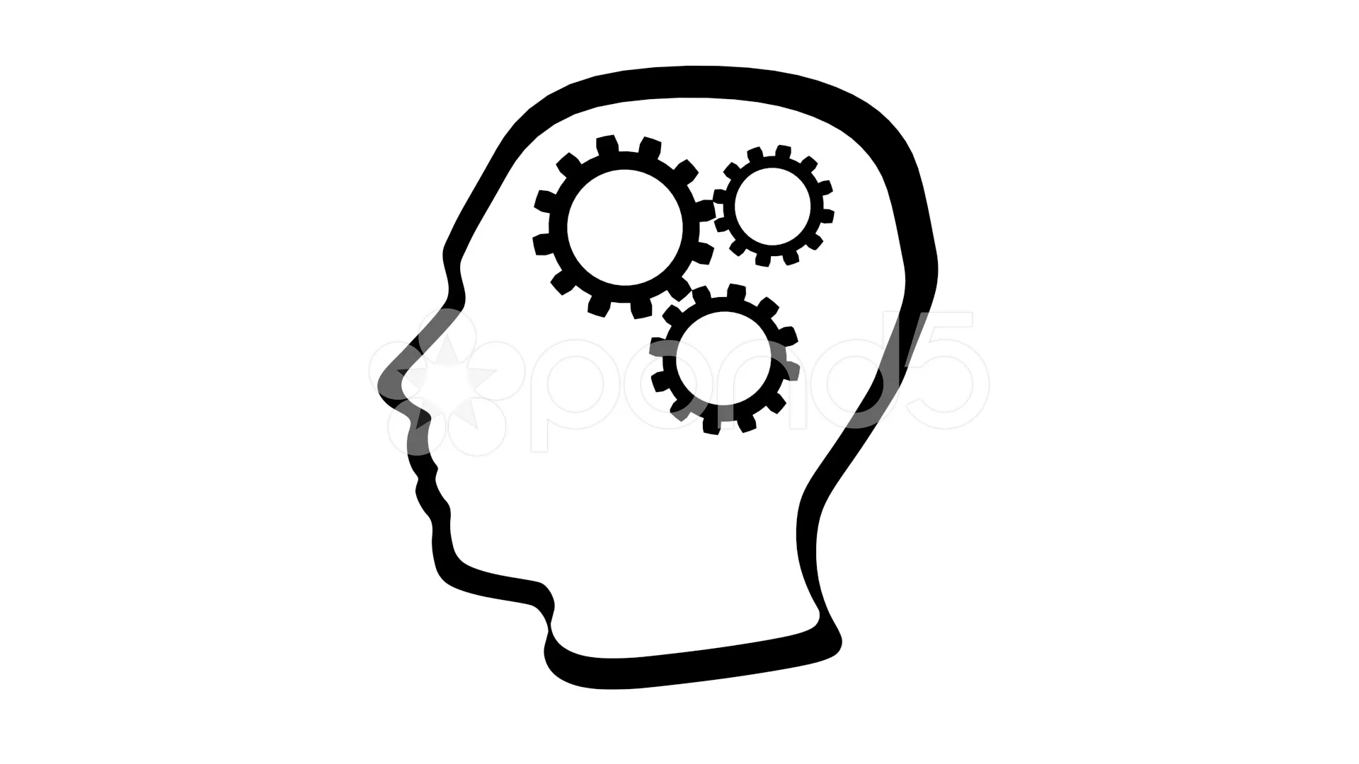 Gears rotate inside human head. Brain id... | Stock Video | Pond5