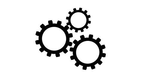 Gears rotate Mechanics seamless loopable FullHD 1080p 2D animation Stockbeeldmateriaal 58675396