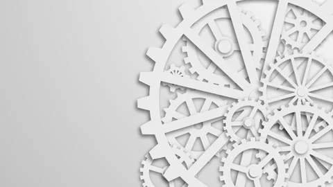 Gears rotating 3d animation white color  mechanism background 4K Stock-Footage 270732066