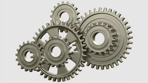 Gears rotating - 3d render looped with alpha channel. Video stock 167536275