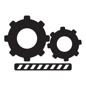 Gears rotating and progress bar showing loading status Stock Illustration