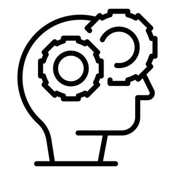Gears rotating inside human head symbolizing thinking process 库存插图