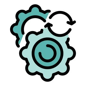 Gears rotating representing continuous improvement process icon Stock Illustration