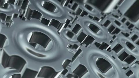 Gears Rotation Background. 3d render loop video. Full HD Stock Footage 69809571