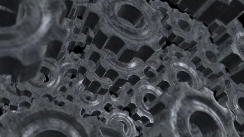 Gears Rotation Background. 3d render loop video. Full HD Stock Footage 69810537