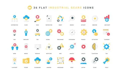 Gears of running system processes, tech support, update data, fix config color Stock Illustration