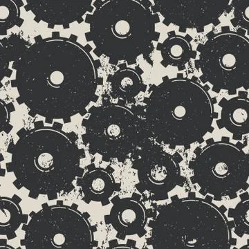 Gears Seamless Pattern. Mechanical grungy background. Vector illustration イラスト素材