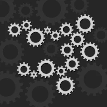 Gears Set on Dark background. Vector 스톡 일러스트