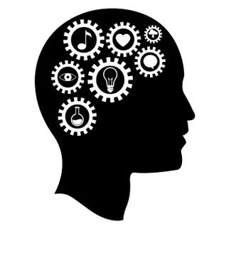 GEARS SETTING IN MAN MIND, TECHNOLOGY CONCEPT Ilustração Stock