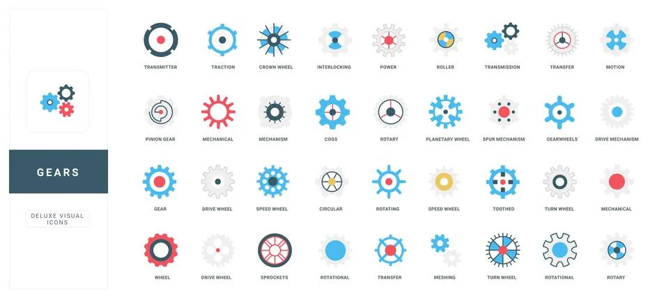 Gears of settings and progress, mechanical parts of system, mechanism color icon Stock Illustration