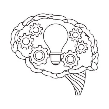 Gears settings machine with bulb in speech bubble Stock Illustration