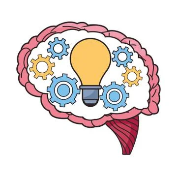 Gears settings machine with bulb in speech bubble Stock Illustration