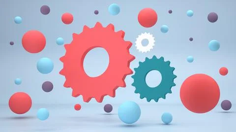 Gears as settings or preferences icon on blue background. 3D render Stock Illustration