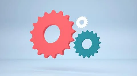 Gears as settings or preferences icon on blue background. 3D render Stock Illustration