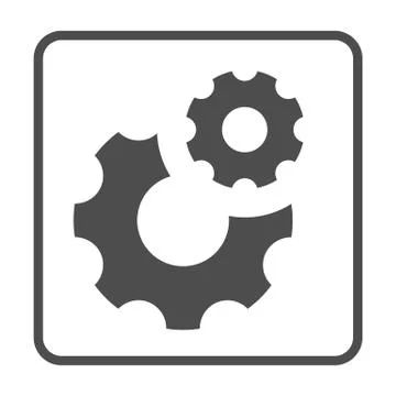 Gears solid icon, Robotization concept, two cog wheel sign on white background Stock Illustration