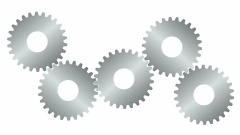 Gears spin silver 2 white Stock Footage 154405170