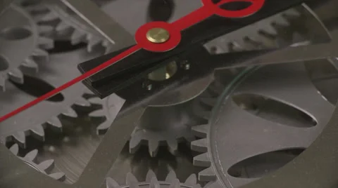 Gears Spinning with Clock Hand Stock Footage 35252362