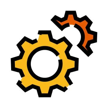 Gears symbolizing cooperation, settings, and progress engineering Stock Illustration