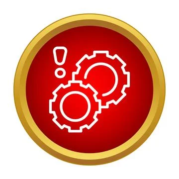 Gears system problem icon showing settings alert warning イラスト素材