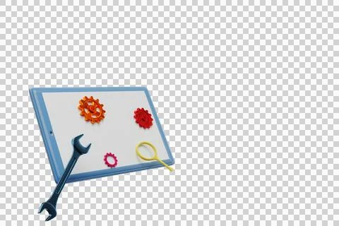 Gears on a tablet computer screen. System update Stock Illustration