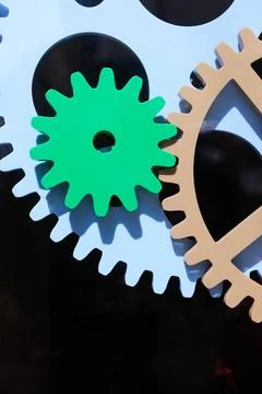 Gears teamwork machine gears engine design technology industry concept bac... Foto stock