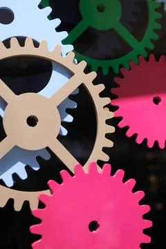 Gears teamwork machine gears engine design technology industry concept bac... Foto stock