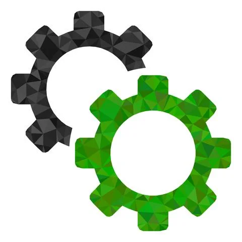 Gears Triangle Filled Icon Stock Illustration