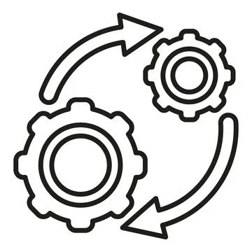 Gears turning in a continuous automated process workflow Illustrazione stock