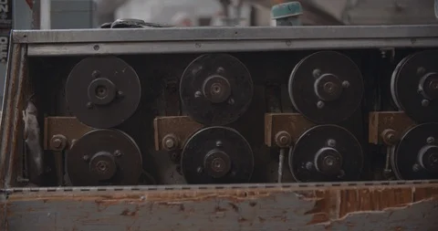 Gears Turning On Machine In Slow Motion 스톡 동영상 105344012