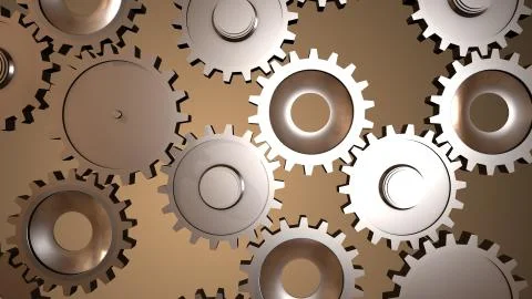 Gears turning with precise accuracy in the mechanism of old watch. Stock Illustration