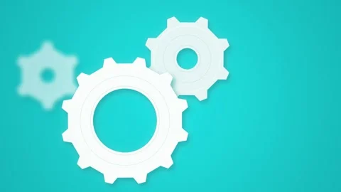 Gears turning vector white cogs seamless loop motion background Video stock 345657742