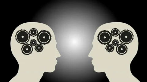 Gears in two head on black background Stock Footage 36028595