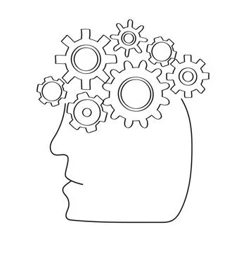 Gears vector set in hand drawn style. Goal, Planning, idea concept doodle ill Stock Illustration