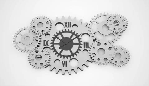 Gears, watch inside concept rendered Stock Illustration