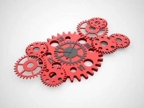 Gears, watch inside concept rendered Stock Illustration