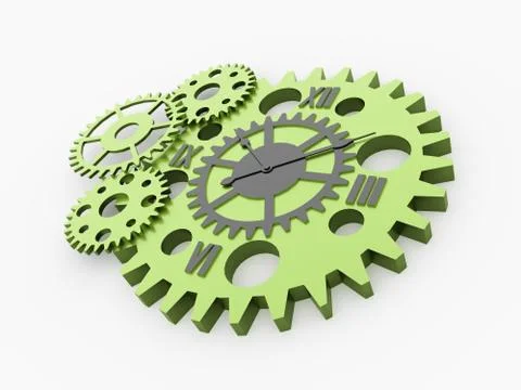 Gears, watch inside concept rendered Stock Illustration