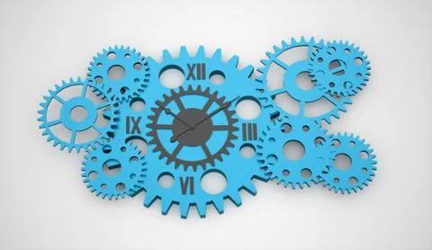 Gears, watch inside concept rendered Stock Illustration