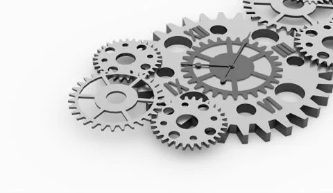 Gears, watch inside concept rendered Stock Illustration
