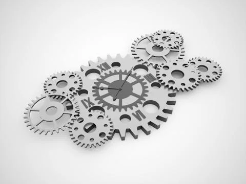 Gears, watch inside concept rendered Illustrazione stock