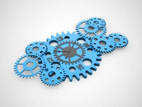 Gears, watch inside concept rendered Stock Illustration