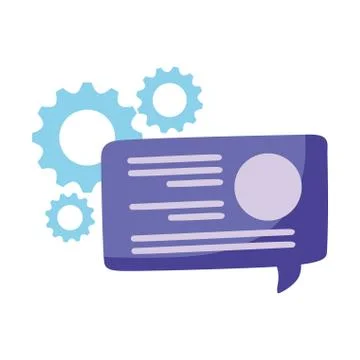 Gears wheels and speech bubble icon, colorful design 库存插图