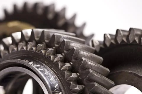 Gears, wheels system isolated on white Stock Photos
