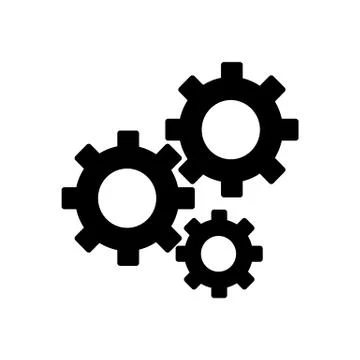 Gears on a white background. Vector illustration. Flat solid icon. Eps 10 Illustrazione stock